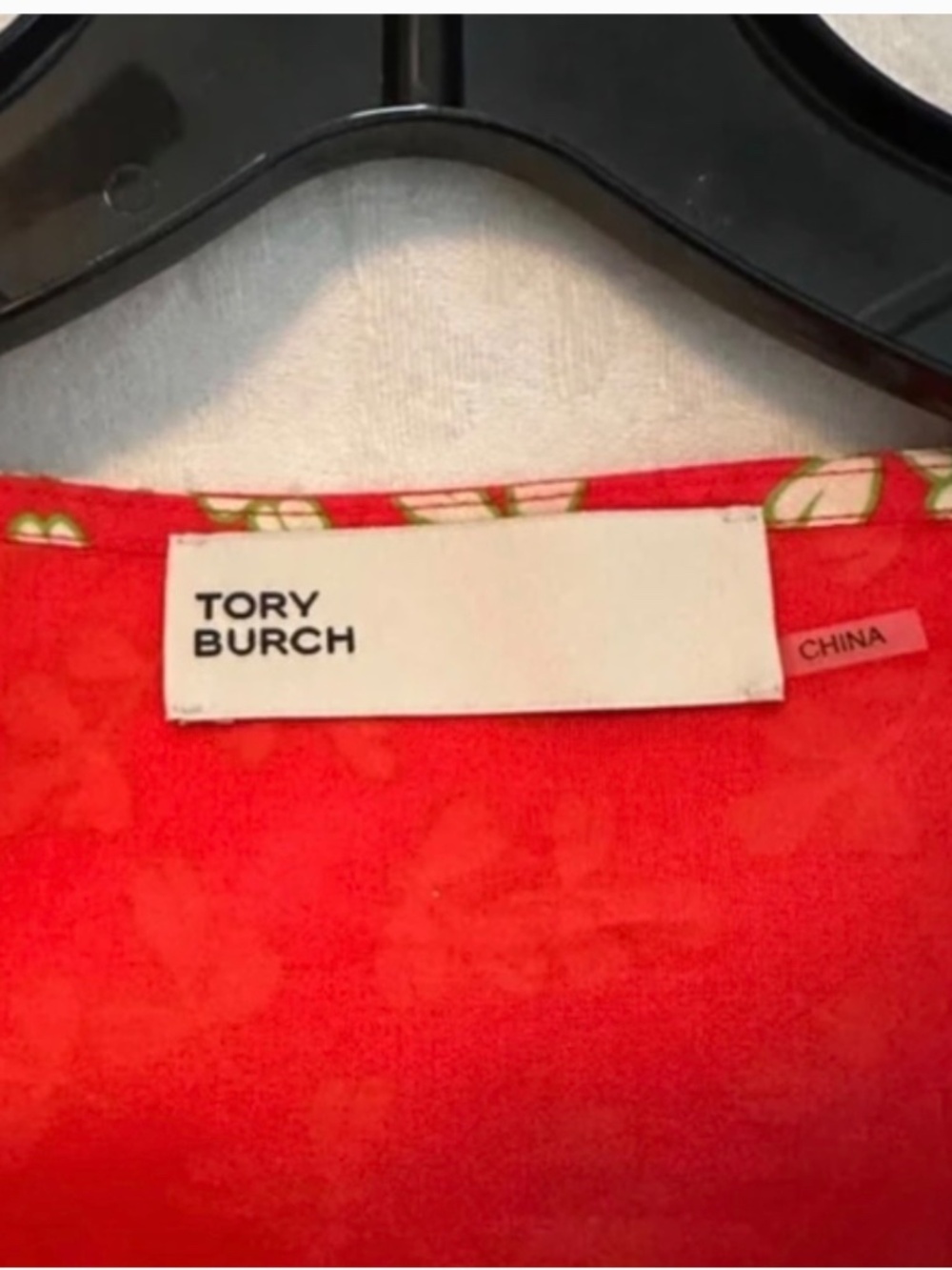 Tory Burch Red Floral Little Leaves Smocked Midi Dress Pockets Size 2 NWOT - Picture 9 of 9